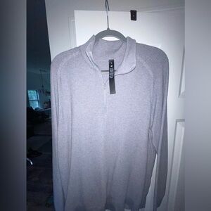 Textured Double-Knit Cotton Half Zip never worn but no tags size xl gray